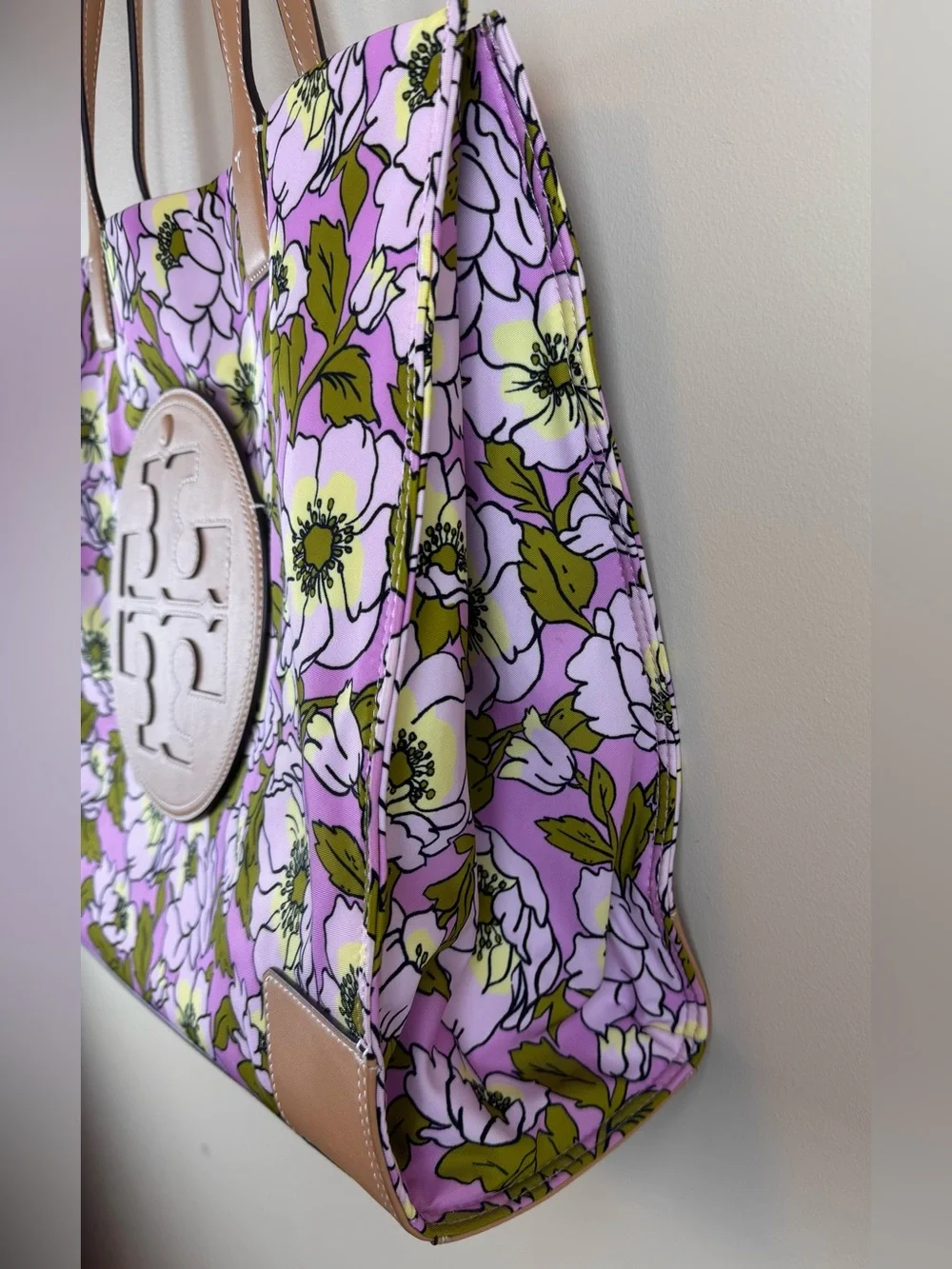 Tory Burch Ella Flower-Print Tote Bag in Aster Pink Flower